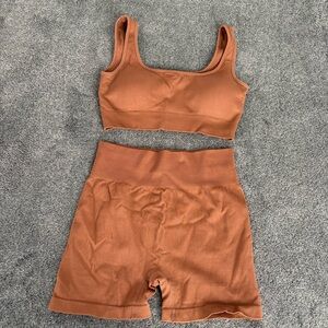 sports bra &  high-waist biker shorts set